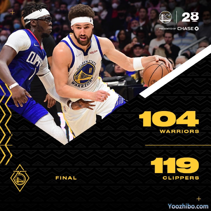 快船104-119击退勇士 曼恩25+7+6 雷吉19+8+9 库里33分