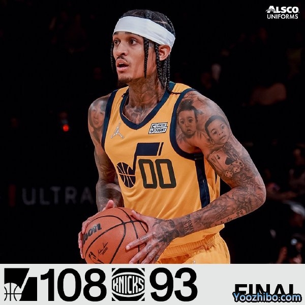 爵士108-93轻取尼克斯 米切尔36+8+6 克拉克森23+7 巴雷特24+5