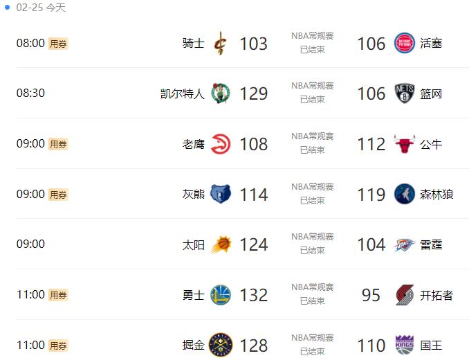 02月25日 NBA常规赛 所有比赛录像下载1080P【百度+阿里网盘】