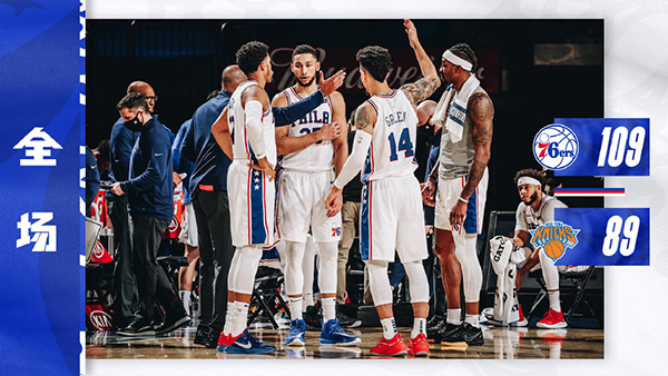 NBA简报：76人109-89大胜尼克斯 恩比德27+10