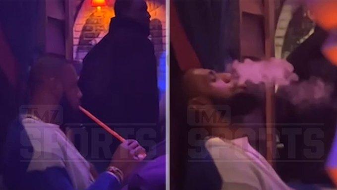 詹姆斯凌晨前往酒吧抽水烟曝光：吞云吐雾太享受 抽完后迅速离开